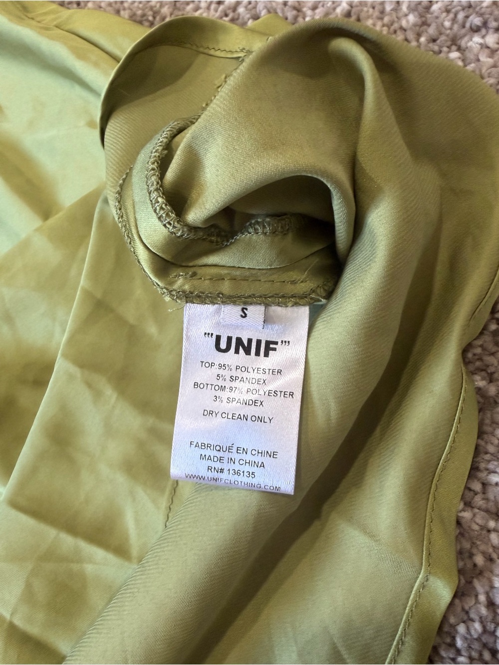 NWOT UNIF Two-Tone Olive Green Satin and Velvet Slip Mini Dress Small - Picture 3 of 7